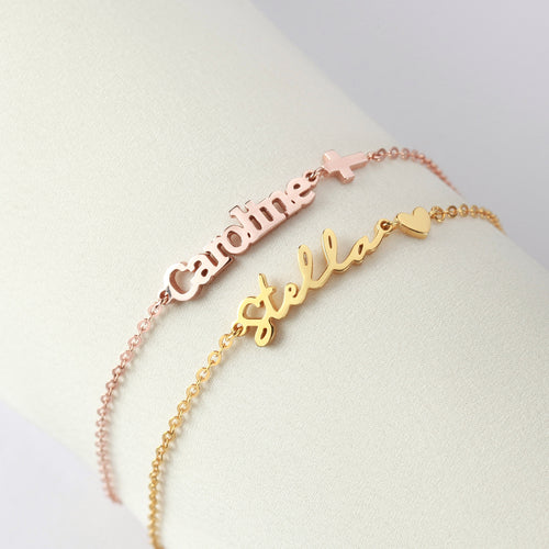 CUSTOM NAME BRACELET, TEENAGE GIRL GIFT, NAME JEWELRY, GIFT FOR HER - SHOP PERSONALIZED HEART BRACELETS