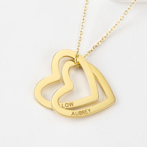 MOTHERS NECKLACE, CHILDREN NAMES JEWELRY, HEART NAME NECKLACE - GOLD HEART NECKLACE