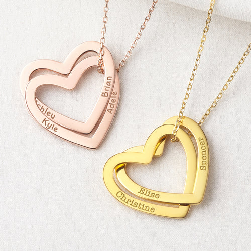 MOTHERS NECKLACE, CHILDREN NAMES JEWELRY, HEART NAME NECKLACE - GOLD HEART NECKLACE